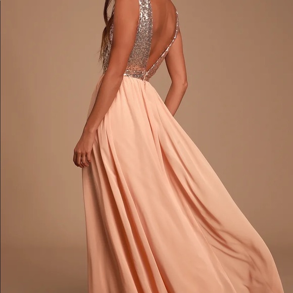 Lulus deep V rose gold sequin maxi dress - Picture 8 of 10